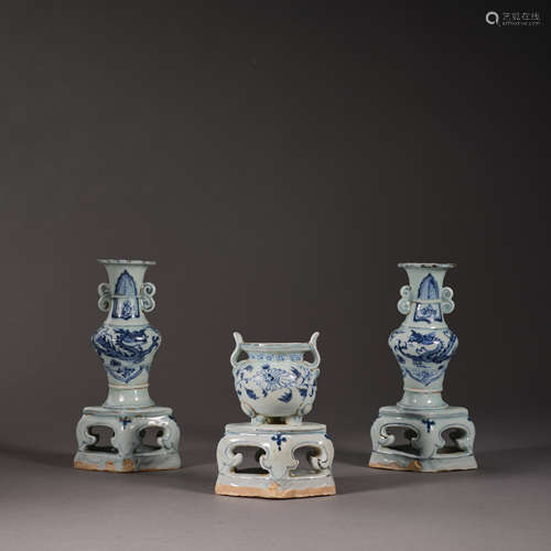 Yuan Dynasty of China,Blue and  White Bottle 中國元代，青花供...