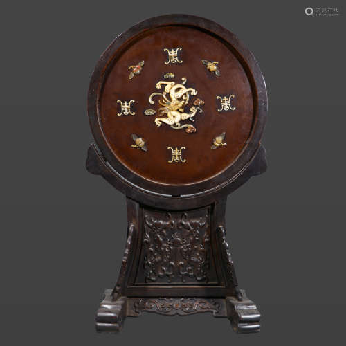 Qing Dynasty of China,Red Sandalwood Screen 中國清代，紫檀插屏