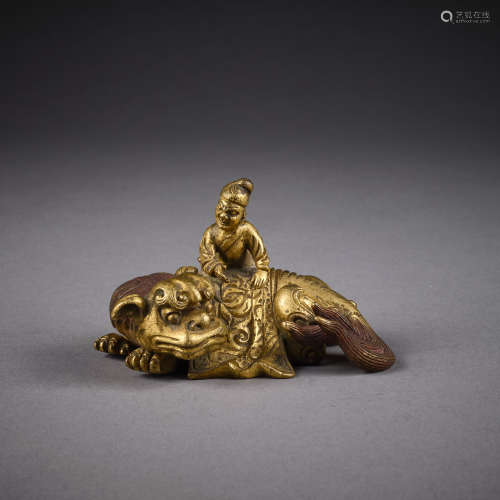 Qing Dynasty of China,Bronze Gilt Ornament 中國清代,铜鎏金摆...
