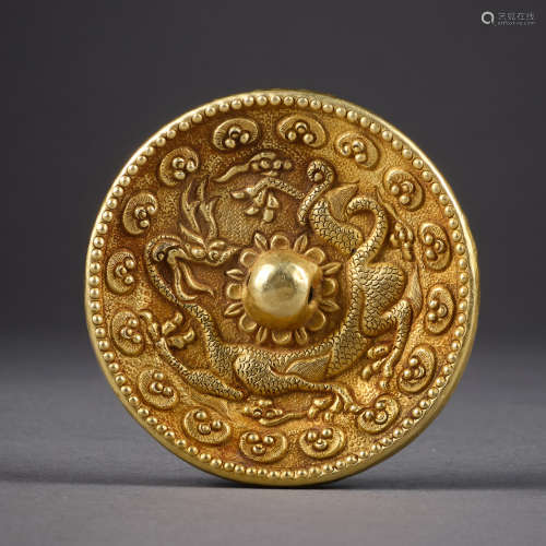 Tang Dynasty of China,Gold-clad Copper Mirror 中國唐代，金质包...