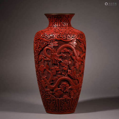 Qing Dynasty of China,Red Carved Lacquerware Dragon Pattern ...