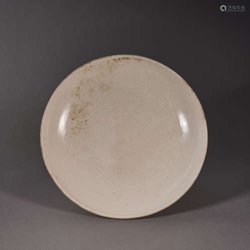 Song Dynasty of China,Ding Kiln Dragon Pattern Plate 中國宋代...