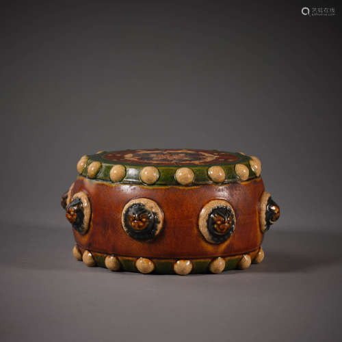 Tang Dynasty of China,Three-colour Glaze Pottery Drum 中國唐...