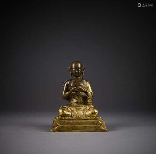 Qing Dynasty of China,Bronze Gilt Buddha Statue 中國清代，铜鎏...