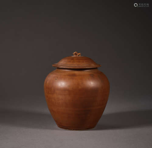 Song Dynasty of China,Sauce Glaze Lidded Jar 中國宋代，酱釉盖...