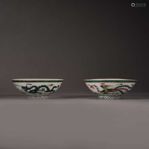 Qing Dynasty of China,Doucai Dragon and Phoenix Pattern Bowl...
