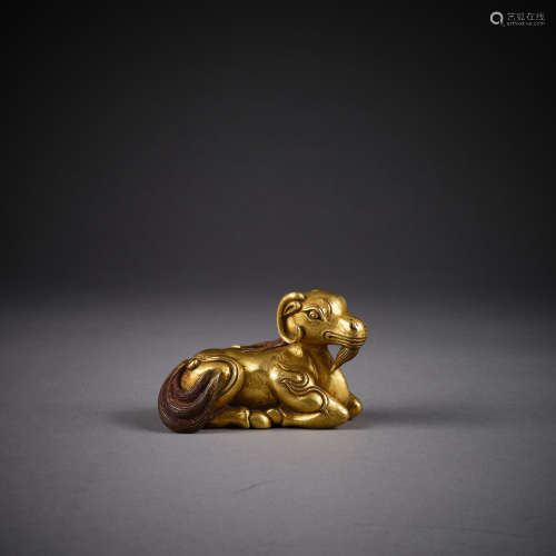 Qing Dynasty of China,Bronze Gilt Ornament 中國清代,铜鎏金摆...