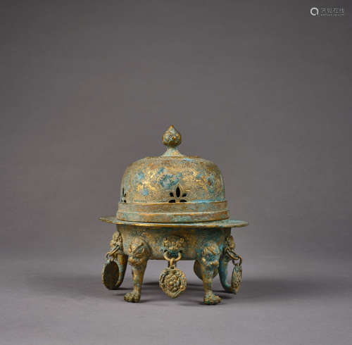 Tang Dynasty of China,Bronze Gilt Aromatherapy 中國唐代，铜鎏...