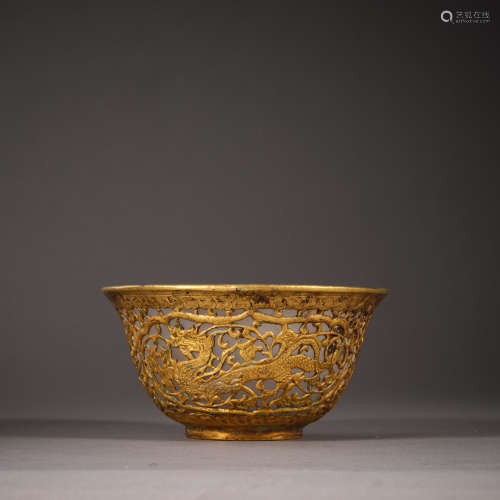 Tang Dynasty of China,Silver Gilt Agate Bowl 中國唐代，银鎏金...
