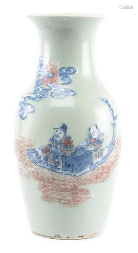 CHINE, Vase Yenyen en porcelaine, Epoque Qing