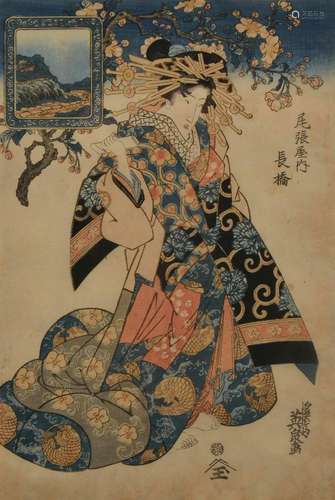 JAPON, Keisai Eisen (1790-1848), "La courtisane Nagabas...