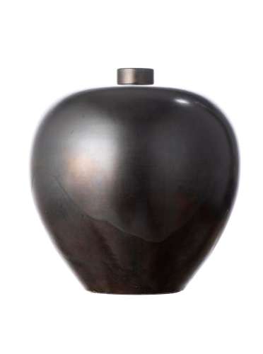 Paul BONIFAS (1893-1967), Vase boule à coverte émaillée noir...