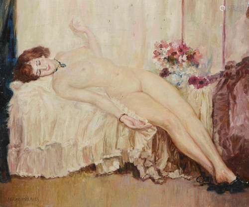 Isaac Lazarus ISRAELS (1865-1934), "Nu couché" Hui...