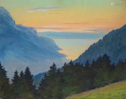 François BIRBAUM (1872-1947), "Vue du Léman de Corbeyri...