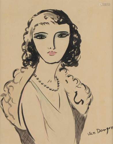 Kees VAN DONGEN (1877-1968), Portrait de femme, Encre et aqu...