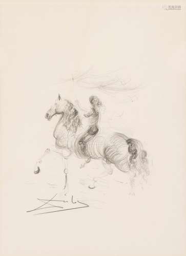 Salvator DALI (1904-1989) "Le cavalier", dessin au...