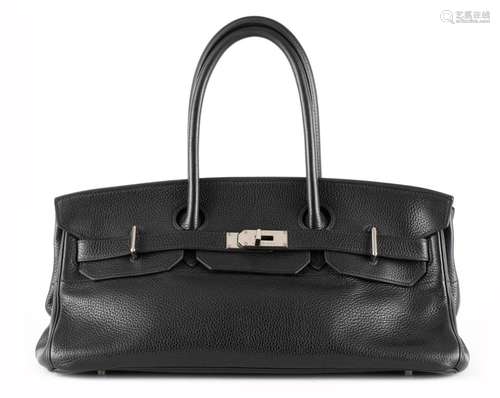 HERMES, Sac «Birkin Shoulder» 42 cm en cuir noir