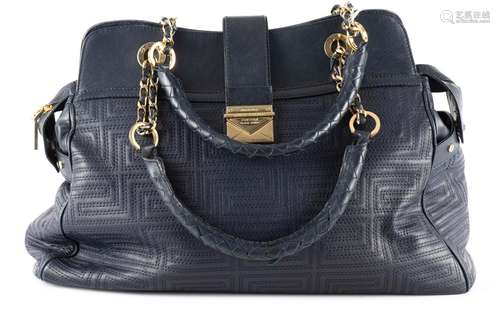 VERSACE, Sac en cuir bleu nuit