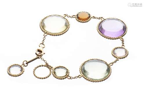 ROBERTO COIN, Bracelet en or jaune avec diverses pierres sem...