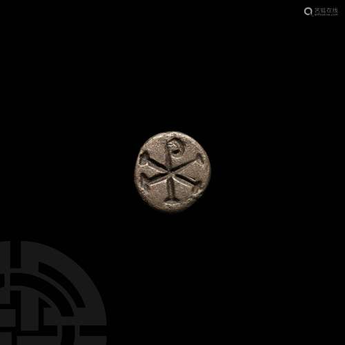 Byzantine Silver Bezel Inlay with Christogram