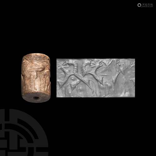 Large Western Asiatic Cylinder Seal with Contest Scene