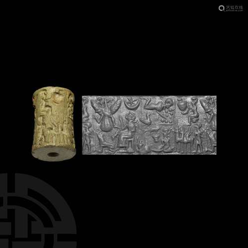 Large Western Asiatic Cylinder Seal with Figural Scene