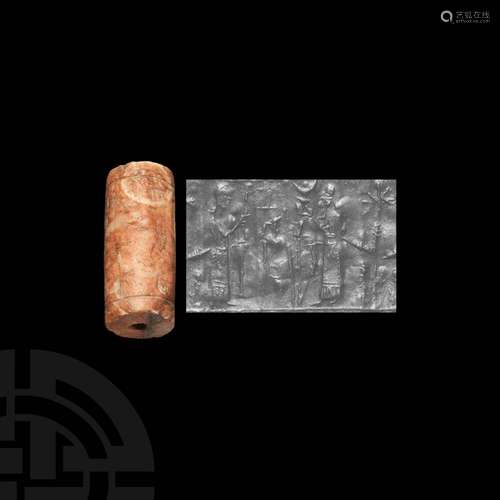 Western Asiatic Cylinder Seal with Worship Scene