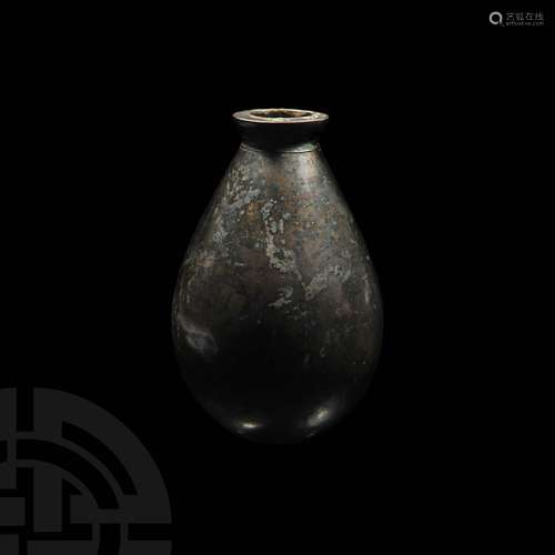 Sassanian Bulb-Shaped Silver Bottle