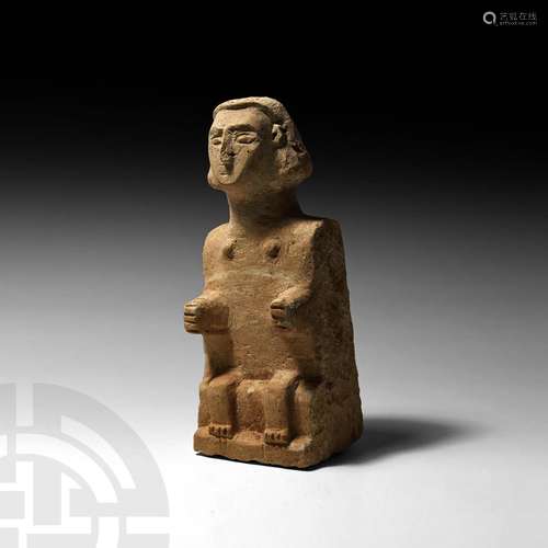 South Arabian Seated God Figure