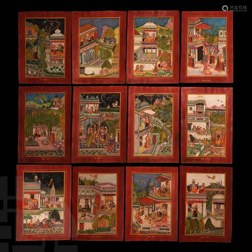 Indian Rajasthan School Style Painting Series of Barahmasa