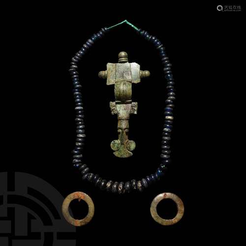 Anglo-Saxon Brooch Suite with Blue Glass Beads