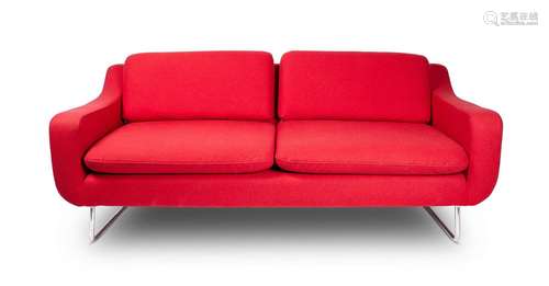 A red wool upholstered two-seater sofa by Conran