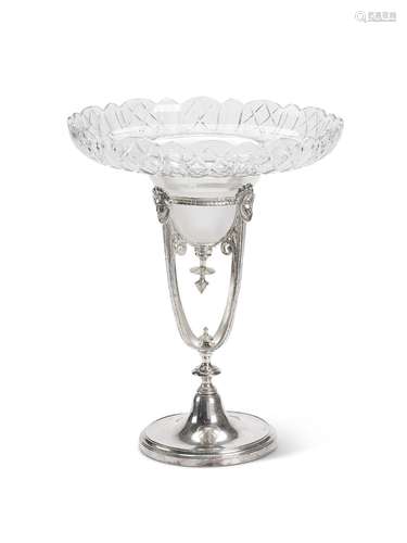 A Victorian electroplated and cut-glass centre-piece