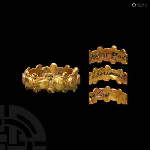 Post Medieval Gold 'Fear God Above All' Posy Ring