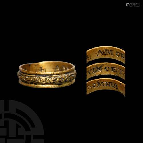 Post Medieval Gold 'Love Conquers All' Posy Ring