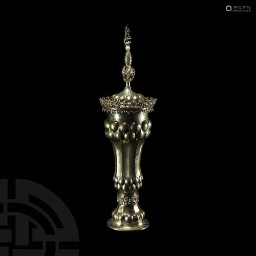 Post Medieval Gilt Silver Pineapple Chalice with Saint Georg...