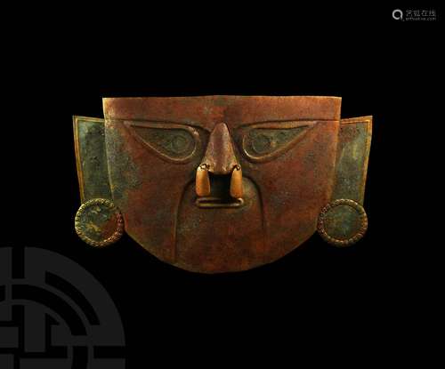 Prehispanic Sican Lambayeque Life-Size Gold Funerary Mask