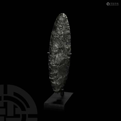 Prehispanic Mayan Obsidian Ceremonial Spearhead