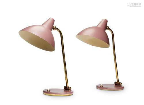 A pair of Italian 1950's enamel and brass articulated d...