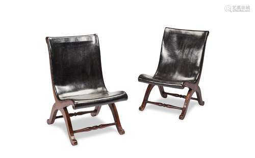 A pair of vintage Spanish slipper chairs by Pierre Lottier f...