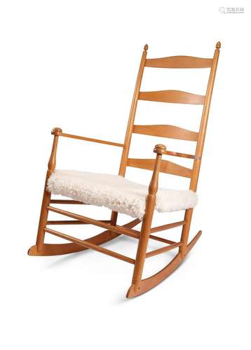 A 20th century Shaker birch ladder-back rocking chair