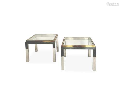 A pair of chrome and brass occasional tables by Renato Zavi