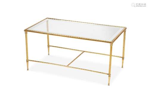 A 1950's gilt brass rectangular coffee table