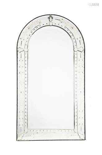 A Venetian style arched wall mirror