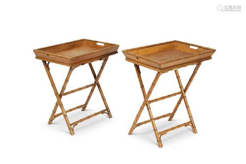 A pair of 20th century bamboo tray tables