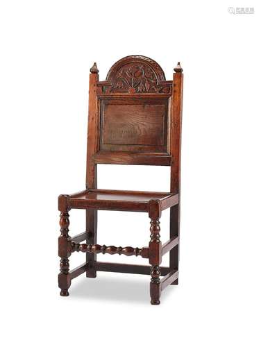 A Charles II oak solid seat chair, Lancashire