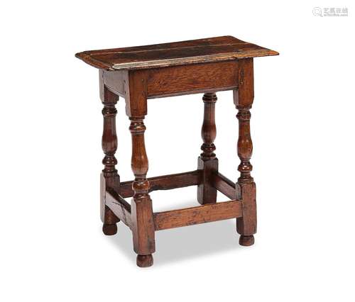 A Charles II oak joined stool