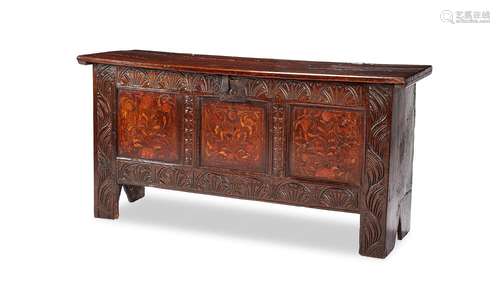 A Charles II oak and inlaid chest, Yorkshire