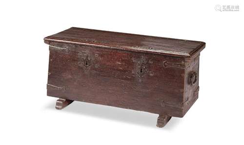 A late 17th century German oak and iron-bound strongbox