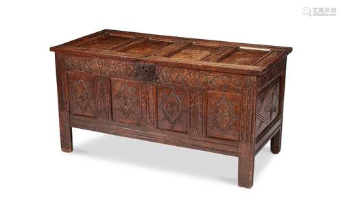 A 17th century oak carved chest